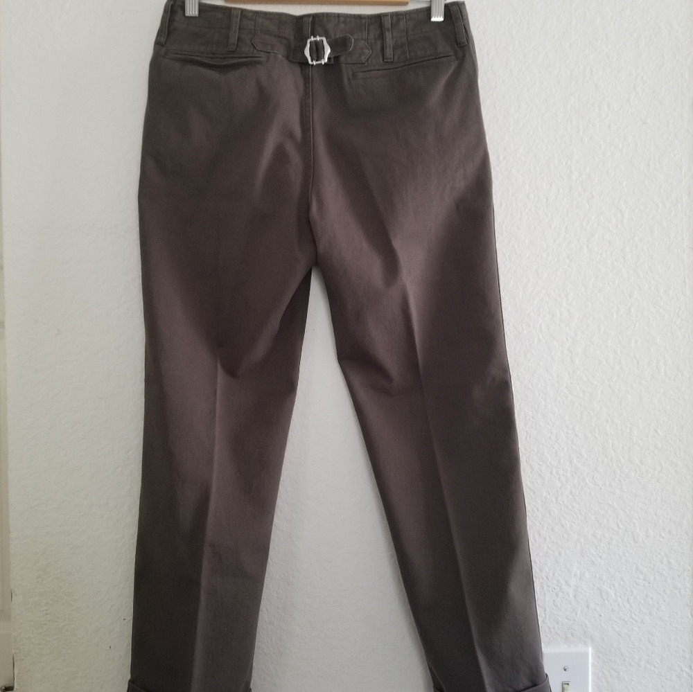 Golden Goose Cropped Chino Pants Size IT 44 Olive Green Brown - Picture 6 of 11